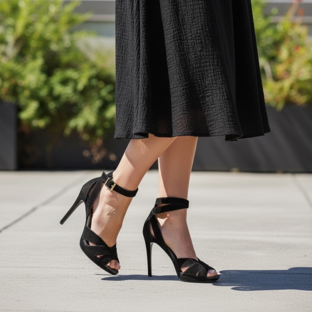 Burberry Elegant Black Platform Sandals - Picture 3 of 10